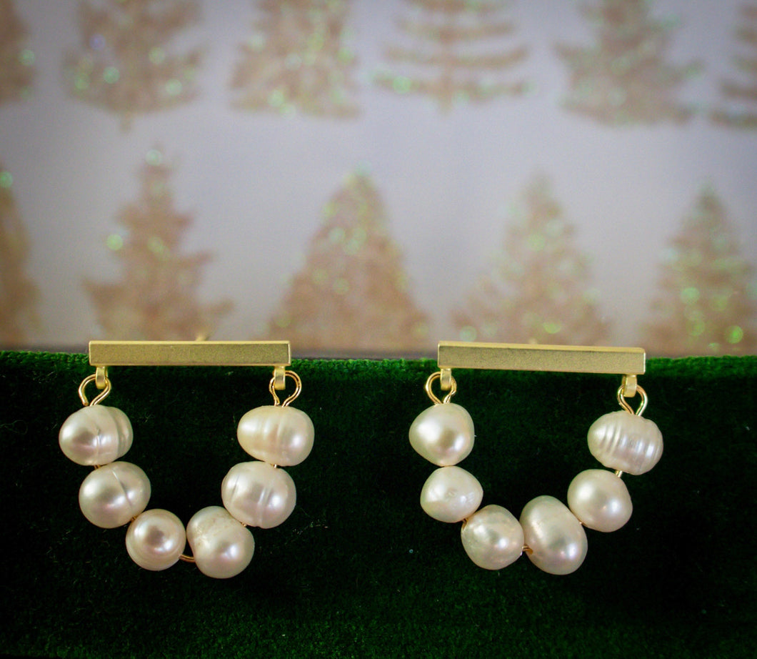 14 kt Gold Plated Freshwater Pearl Drop Tassel Earrings