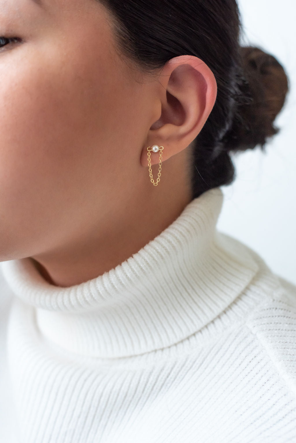 Freshwater Pearl Drop Earrings with Diamonds — Pratima Design Fine